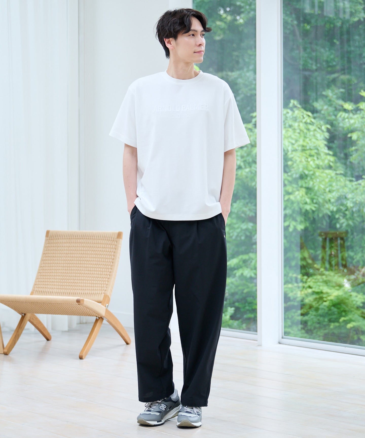 Arnold Palmer 【TIME SALE】【汗染み防止】シェア エンボスプリントTシャツ